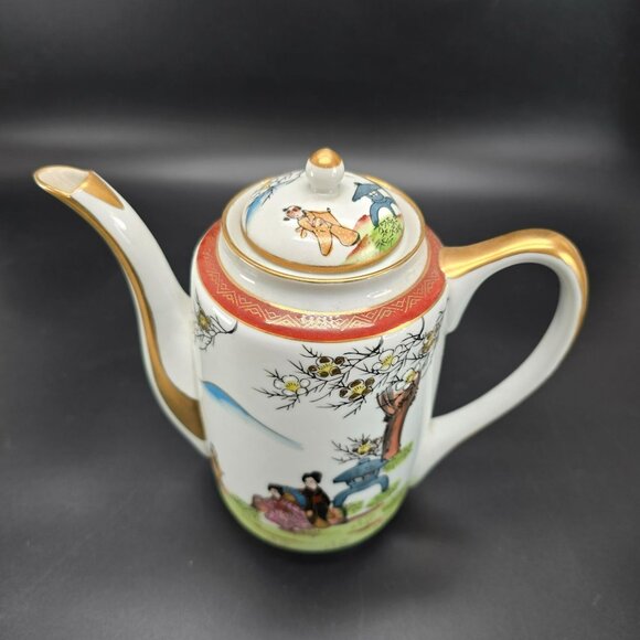 Vintage Japanese Kutani Teapot With Hand-Painted Geisha Garden Design JE412 - Picture 3 of 10